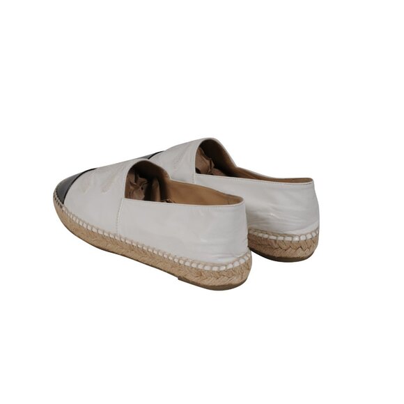 Chanel Women CC Logo Espadrilles EU 39 US 9 White Black Patent Leather Cork Sole - Picture 5 of 12